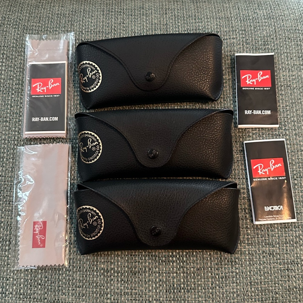 3 Ray-ban Cases with sealed Cleaning cloths and booklets